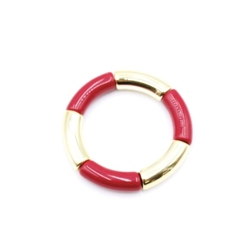 Bracelet jonc doré et rouge