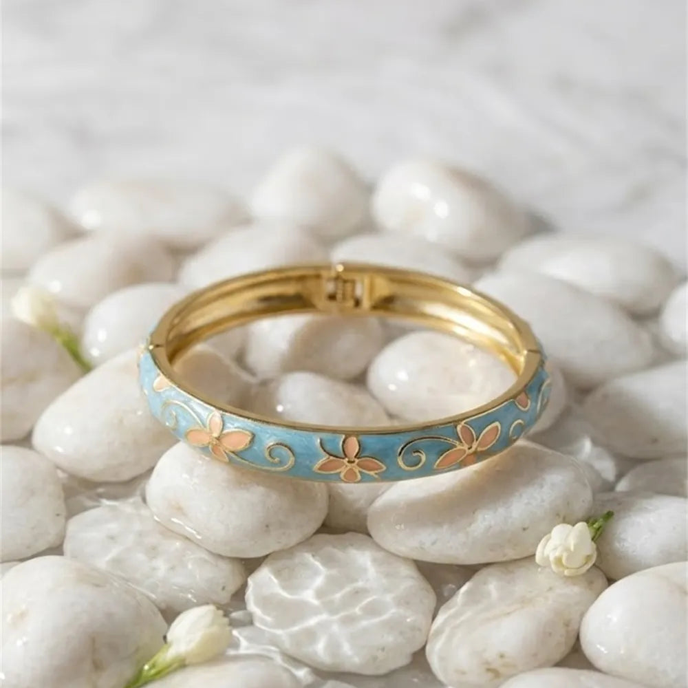 Bracelets Thaï Fleur Colorés en Laiton – Joncs Bohème Chic