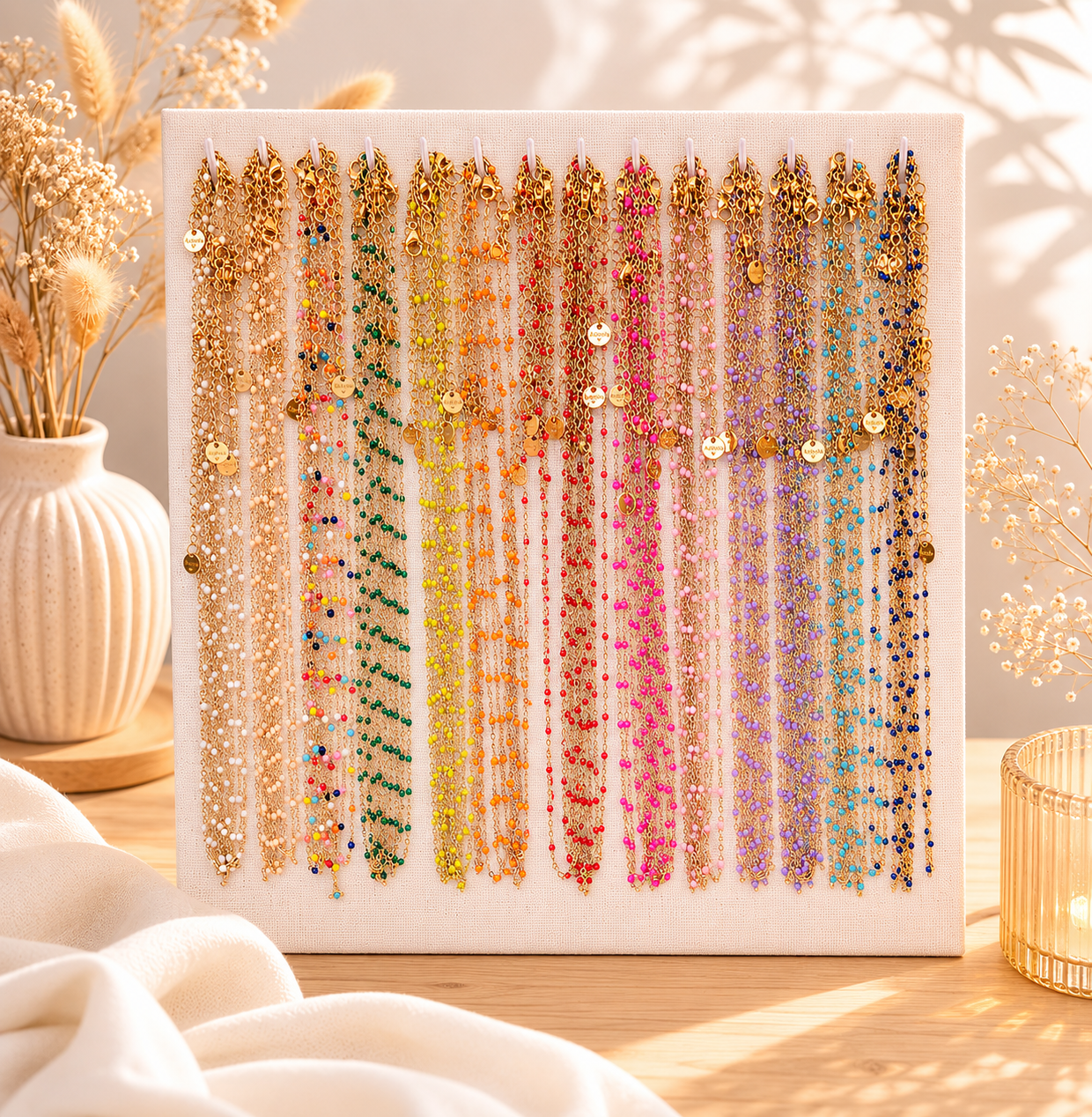 Collier en acier inoxydable et résine colorée
