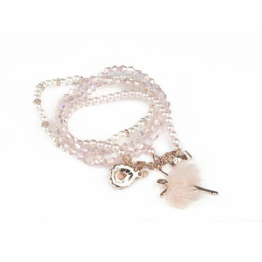 Lot de 4 Bracelets avec Pierres Brillantes et Ornement Ballerine