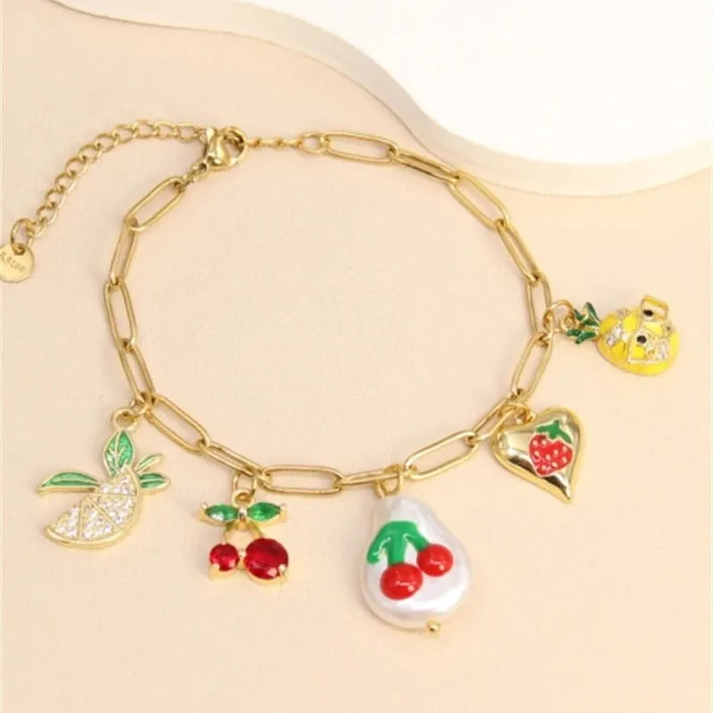 Bracelet Maillon & Breloques Fruitées