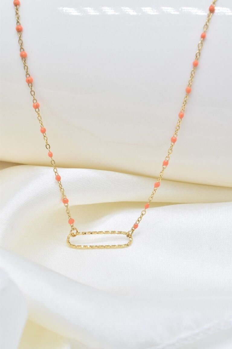 Collier émail orange en acier inoxydable