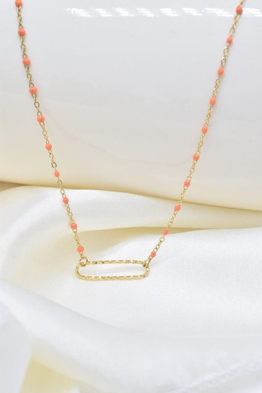 Collier émail orange en acier inoxydable