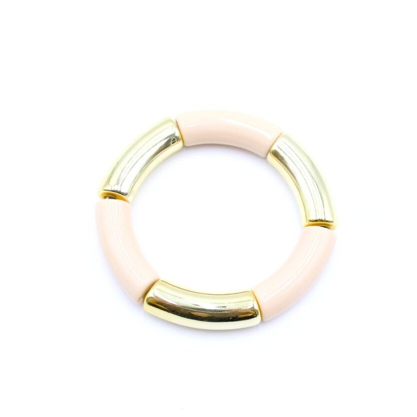 Bracelet jonc doré et rose clair