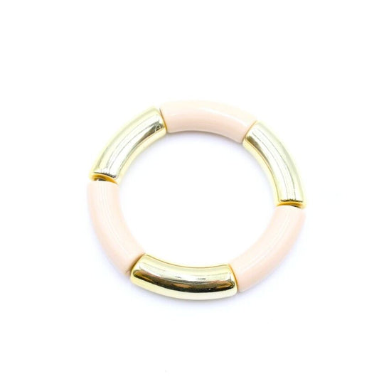 Bracelet jonc doré et rose clair
