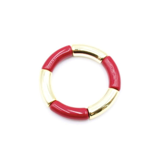 Bracelet jonc doré et rouge