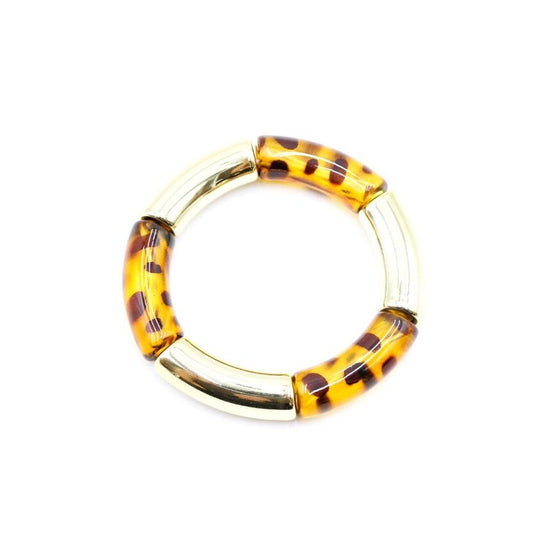 Bracelet jonc doré et léopard