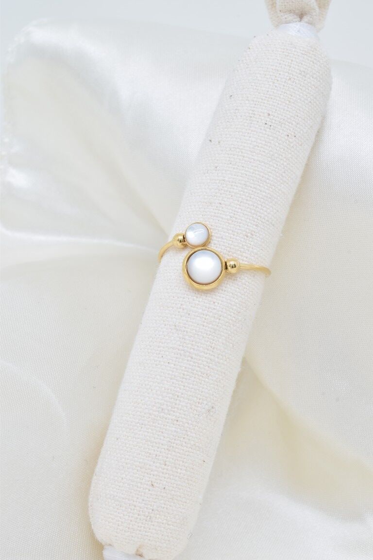 Bague fine nacre en acier inoxydable