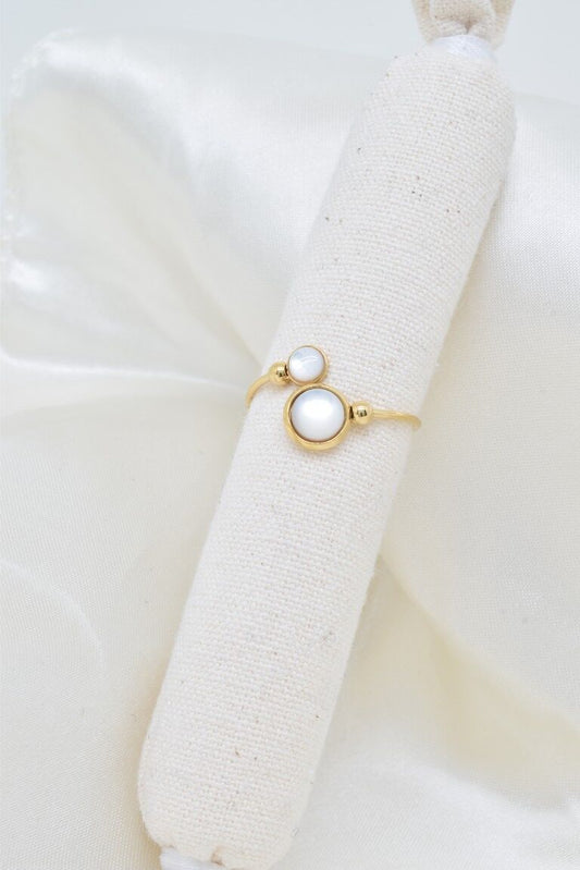 Bague fine nacre en acier inoxydable