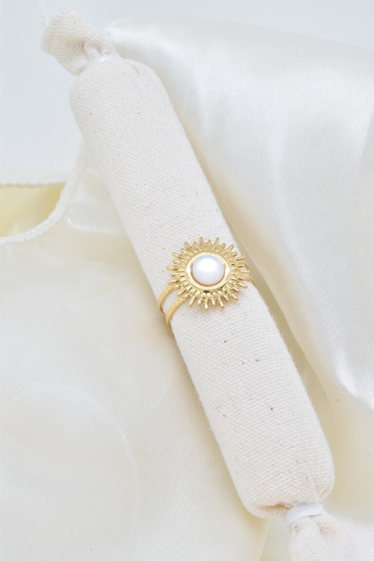 Bague soleil nacre en acier inoxydable