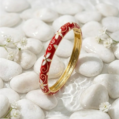 Bracelets Thaï Fleur Colorés en Laiton – Joncs Bohème Chic