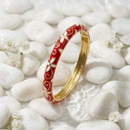 Bracelets Thaï Fleur Colorés en Laiton – Joncs Bohème Chic