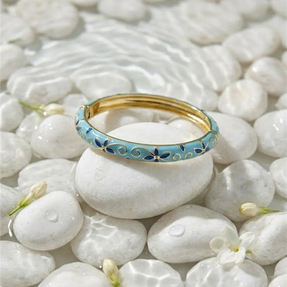 Bracelets Thaï Fleur Colorés en Laiton – Joncs Bohème Chic