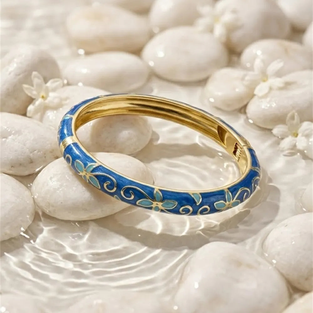 Bracelets Thaï Fleur Colorés en Laiton – Joncs Bohème Chic