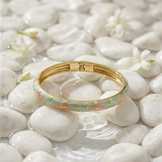 Bracelets Thaï Fleur Colorés en Laiton – Joncs Bohème Chic