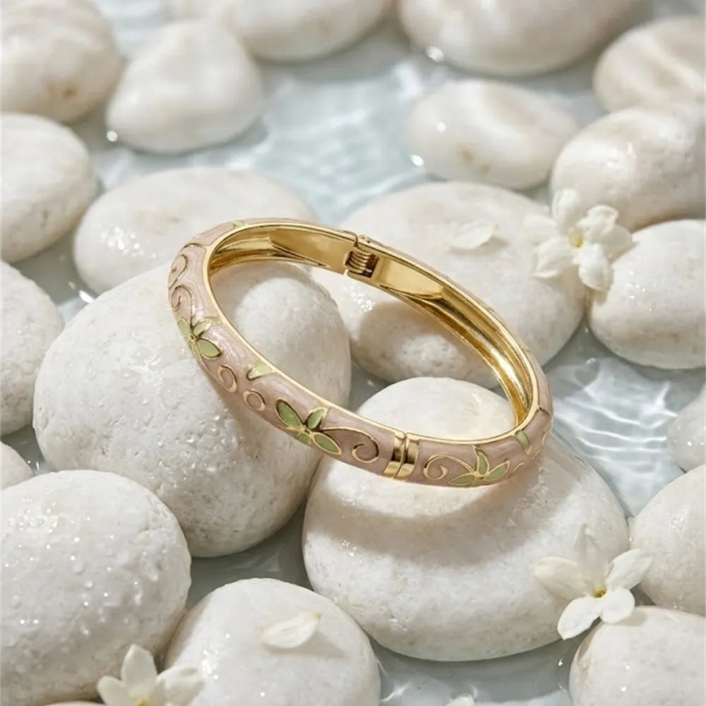 Bracelets Thaï Fleur Colorés en Laiton – Joncs Bohème Chic