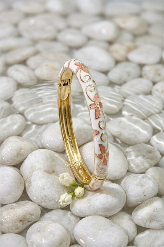 Bracelet Jonc Thaïlandais Émaillé – Motif Fleur Coloré