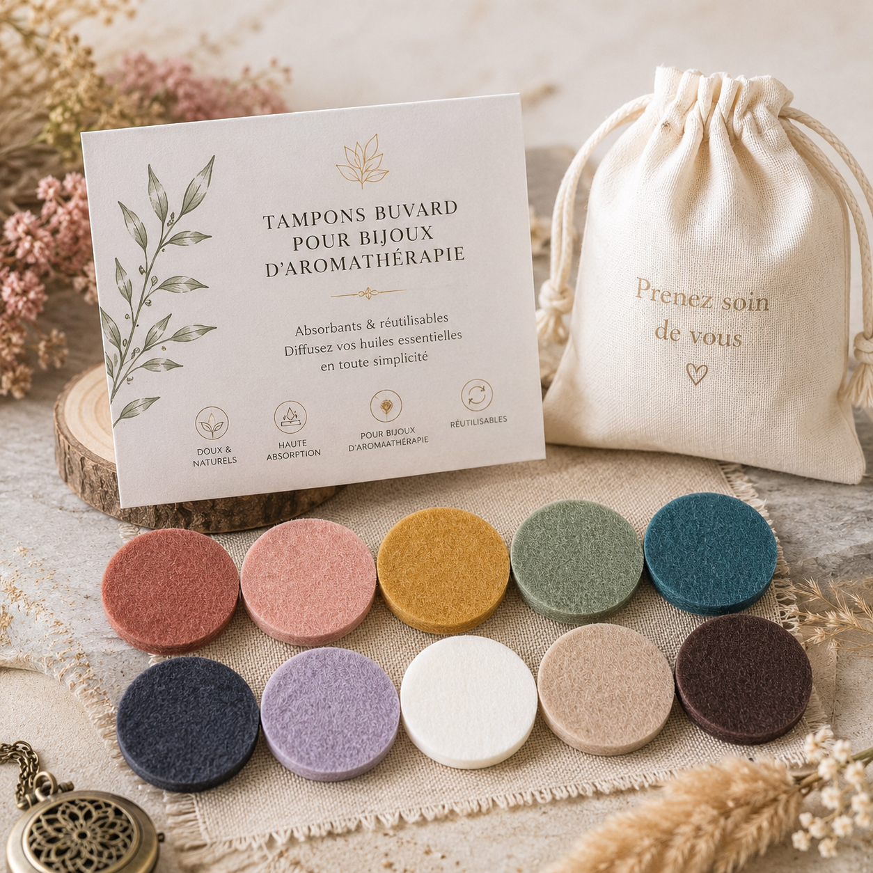 Tampons buvards pour Bijoux Aromathérapie